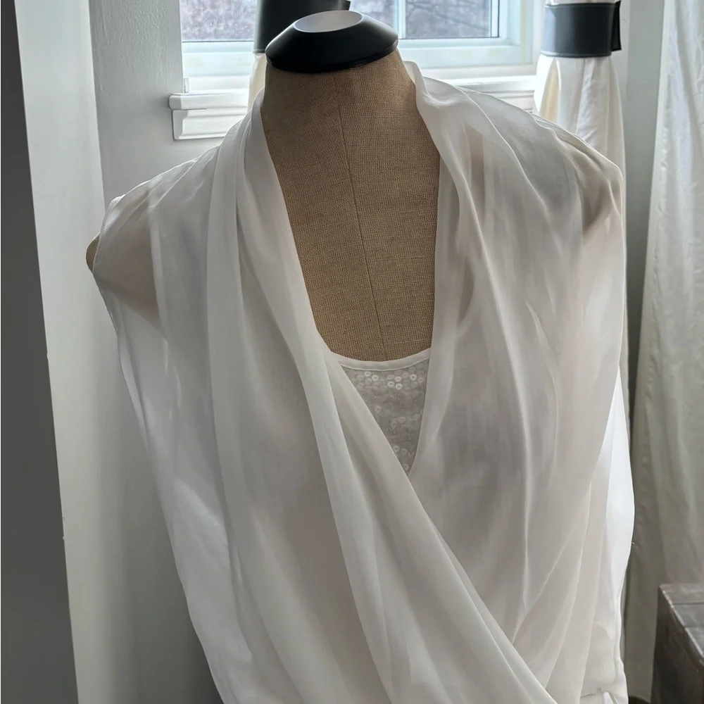 Moda White Draped Blouse - Picture 1 of 3